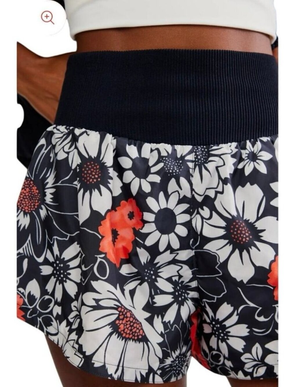 FP Movement Carpe Diem Shorts Tuxedo Floral Black White Orange XL NWOT